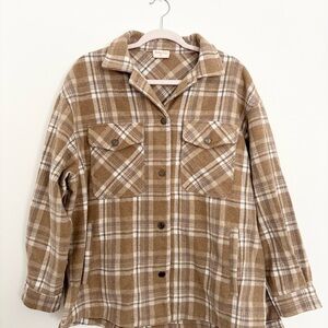 Boutique Plaid Tan Coat
